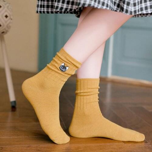 CA077 5Pairs/Pack Cute Cat Socks Kawaii Cartoon Funny Socks For Girls Breathable Cotton Christmas Gifts