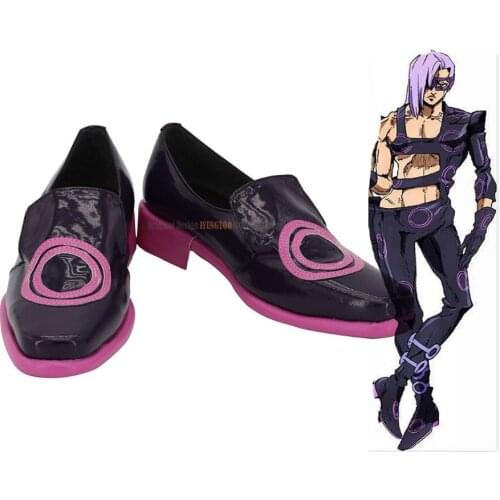 Vento Aureo Melone Shoes Cosplay JoJos Bizarre Adventure Melone Cosplay Boots Black Shoes Custom Made Any Size