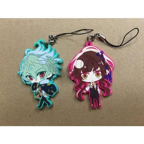 2pcs/lot Collar X Malice AMNESIA Original Japanese anime figure rubber mobile phone charms keychain strap