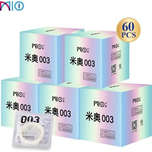 MIO 003 Ultra-thin Lubricants Condom 15/68Pcs Natural Latex Smooth Penis Sleeve for Male Sex Erotic Toys Contraception Condoms