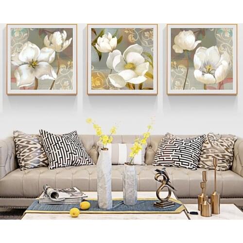 Abstract White Flower Canvas Art Nordic Plant Poster Print Home Decor Dining Room Picture Poster Modern Decorative Wall Painting