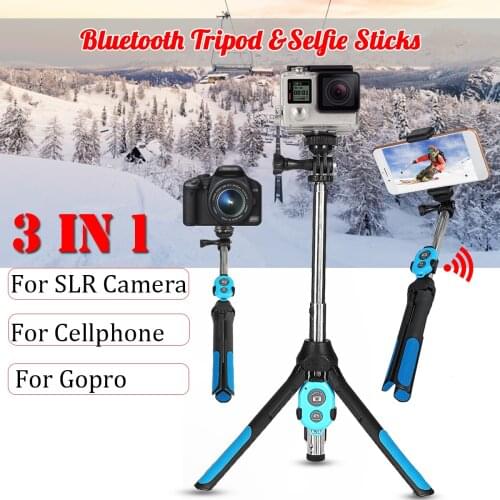3 in 1 Foldable bluetooth Selfie Stick Wireless Tripod Remote Controller Extendable Monopod for iPhone XR X 8 Camera for Gopro