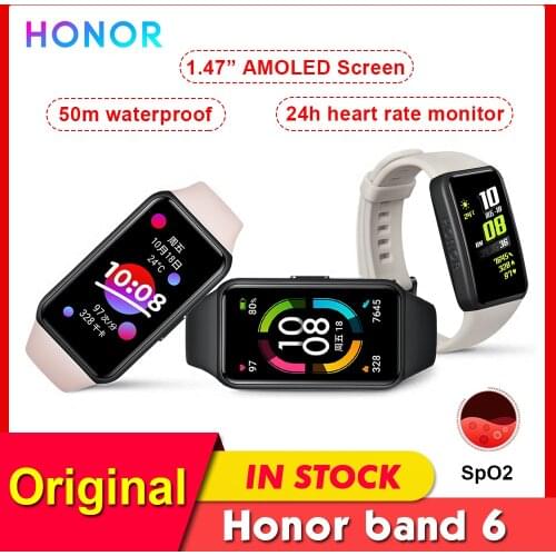 Honor Band 6 Smart Bracelet 1.47" AMOLED Swimming Waterproof Bluetooth Smart Band Fitness Sleep Heart Rate Monitoring Calling