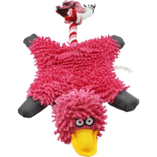 Dog Chew Molar Plush Toy Cartoon Mop Duck Pet Interactive Vocal Toy with Hemp Rope Pet Accessoeies