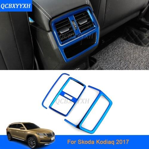 Car Styling Stainless Stainless Rear Outlet Decorative Frame Cover Sequin Chrome Trim For Skoda Kodiaq 2017 LHD Internal Sticker