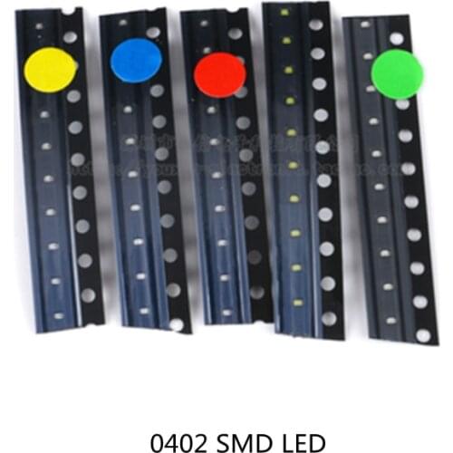 50PCS 0402 SMD LED SAMPLE BAG ( 0402 YELLOW GREEN BLUE WHITE RED 5X10PCS EACH ) LEDs Diode Assorted Kit