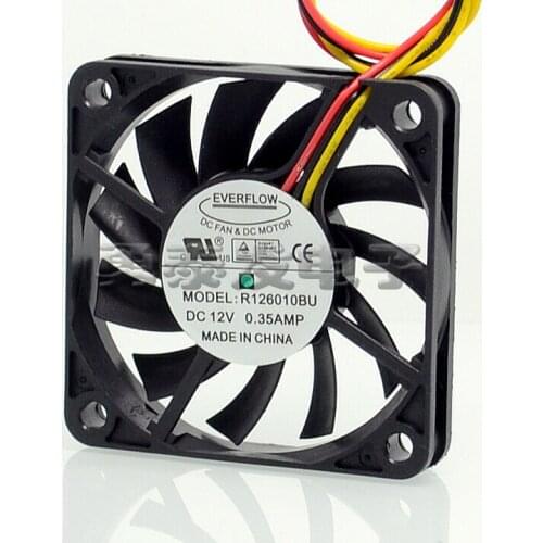 6cm Everflow R126010BU 6010 12V 0.35A 60*60*10 MM double ball cooling fan