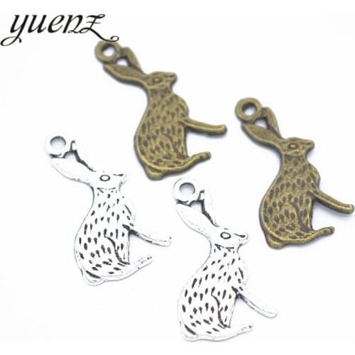 YuenZ 15 pcs 2 color Antique Silver Plated alloy rabbit Charms Pendants for Jewelry Making DIY Handmade Craft 26*14mm D9133