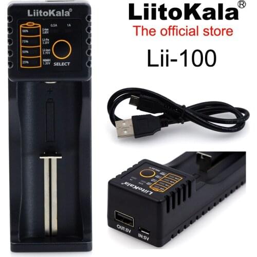 Liitokala Lii-100 1.2V / 3V / 3.7V / 4.25V 18650/26650/18350/16340/18500/AA/AAA battery charger lii100
