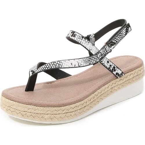 New Summer Fashion Roma Women Sandalas Bohemia Sandalias Ladies Wedges Shose Female Flip Flops Beach Outdoor Woven Shoes hy173
