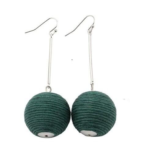 Beadsland long thread ball pompon drop earring bohemia trendy women pompon drop earring 2017 euramerica hot selling drop earring