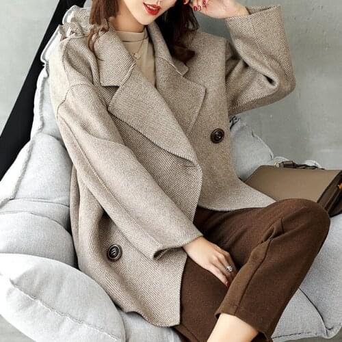 Double Size Real Wool Coat Female Korean Blazer Women Clothes 2020 Autumn Winter Jacket Women Alpaca Coats MY3833