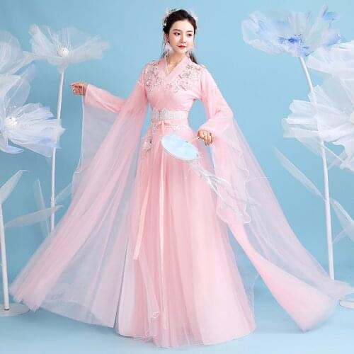 Big Sleeve Coat Novelty Pink Women Cosplay Costume Spring New Flower Spring New Stage Performance Clothing Mesh Hnafu Dress