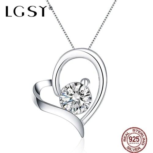 LGSY 925 Sterling Silver Fashion Jewelry Heart-Shaped Pendants Romantic Silverware Necklace Fine Jewelry Crystal Pendant DP036