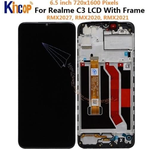 6.5"IPS For OPPO Realme C3 LCD Display Touch Screen Digitizer with Frame Assembly For Realme C3 RMX2027, RMX2020, RMX2021