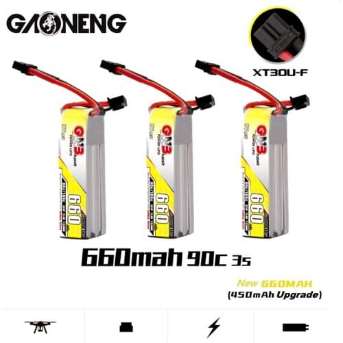 1-5Pcs Gaoneng GNB HV Lipo Battery 660mAh 3S 11.4V 90C/180C XT30U-F Plug for FPV Racing Drone 4 Axis UAV RC Quadcopter RC Drone