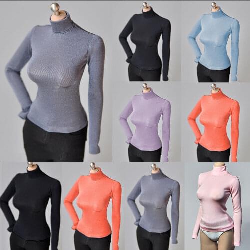 1/6 Sexy Female Turtleneck Tights Vest Crop Top Clothes Tight T-Shirt Long sleeve for 12'' Woman TBL Action Figure Body