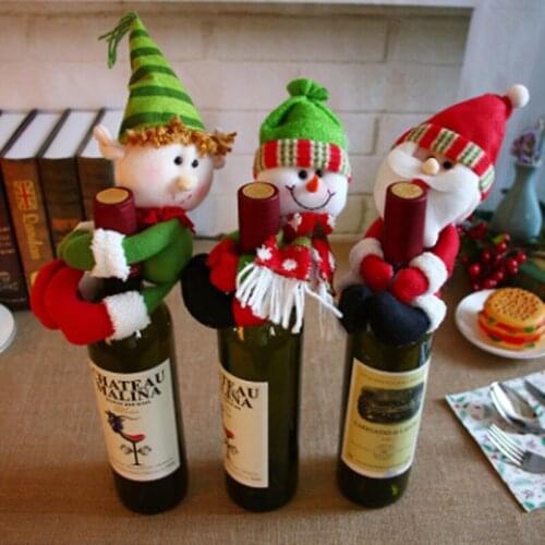1 PC Christmas Decoration Supplies Wine Bottle Cover Bags Xmas Home Party Red Wine Bottle Decor