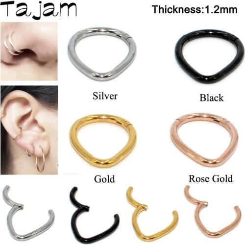 Tajam 1PC Dew Drop Hinged Septum Clicker Segment Nose Ring Lip Ear Cartilage Daith Body Piercing Jewelry 316L Surgical Steel