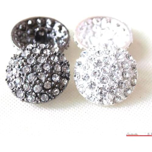 10PCS Round Diamond Button 21/25/32/38mm Shank Snap Buttons for Crafts Scrapbooking Crystal Button Wedding Bouquet Decoration