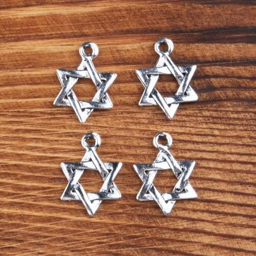 Antique Silver Color, 10PCS Zinc Alloy Six-pointed Star Shape Metal Pendant, Charms for Jewelry Making, Handmade DIY Accessories