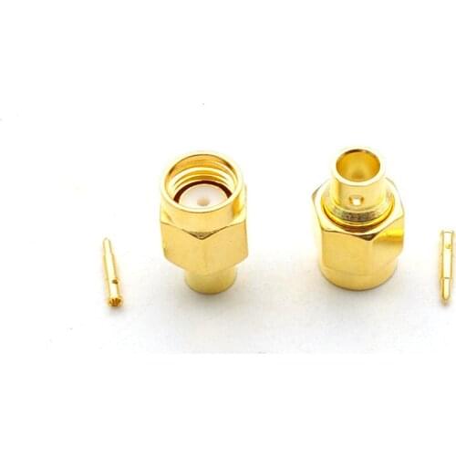 100PCS copper SMA solder plug Male connector For semi-rigid RG402 0.141" cable