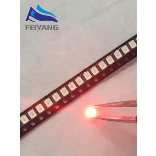 1000PCS 12-20LM 2835 Red SMD LED 0.2W high bright light emitting diode chip leds 620-625NM PLCC-2 60Ma SMD/SMT 3528 Red