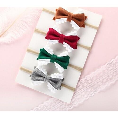 11 Pcs/lot girls Fabric Bow soft Nylon Headbands For cute Kids Girls Hair Accessories head band