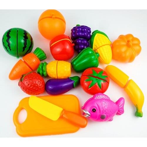 16Pc/set Kids Pretend Play Educational Kitchen Toys Cook Cosplay Plastic Kitchen Food Fruit Vegetable Cutting Toys Children ZW02