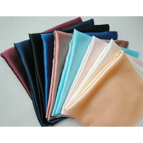 2 pcs 100% silk charmeuse fabric crepe satin plain handkerchiefs 35cm *35cm men women children beauty towels, pocket towels