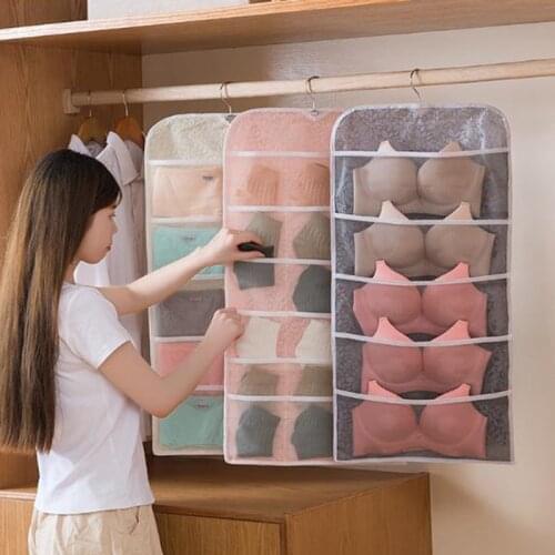 30 Pockets Reticulate Hanging Underwear Socks Organizer For Wardrobe Closet Door Wall Breathable Storage Bag With Hanger Pouch