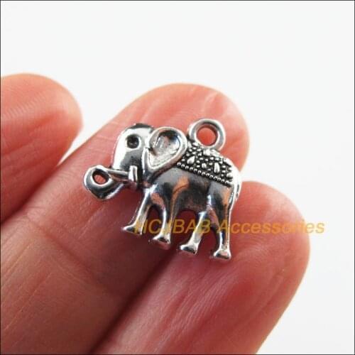 30 New Elephants Charms Tibetan Silver Color Animal Pendants 14.5x17mm