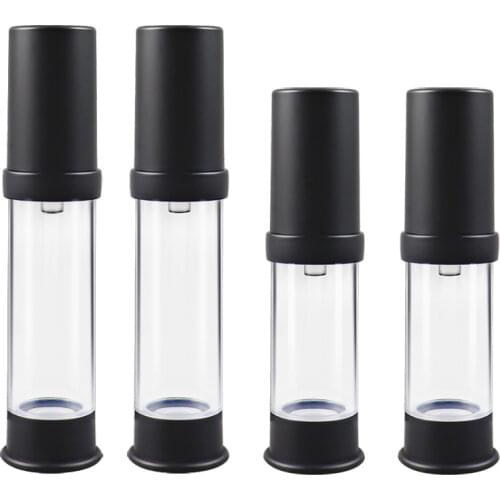 500 x 7ML Travel Refillable Cosmetic Airless Bottles Plastic Treatment Pump Lotion Containers with Black Lids
