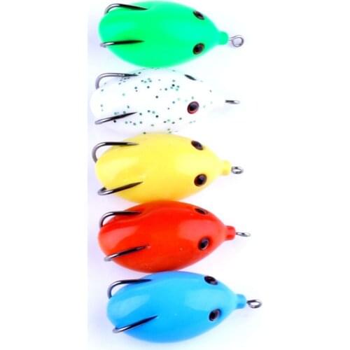 5pcs New Mouse Soft Frog Bait Fishing Lure Pesca Isca Artificial Carp Swimbait Double Hooks Wobble Fishing Tackle 5.5cm 12g