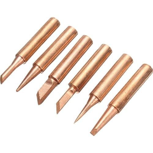 6pcs/Lot Copper Solder Iron Tip 900M-T Lead Free Soldering Welding Tools Set 6 Shapes Tips