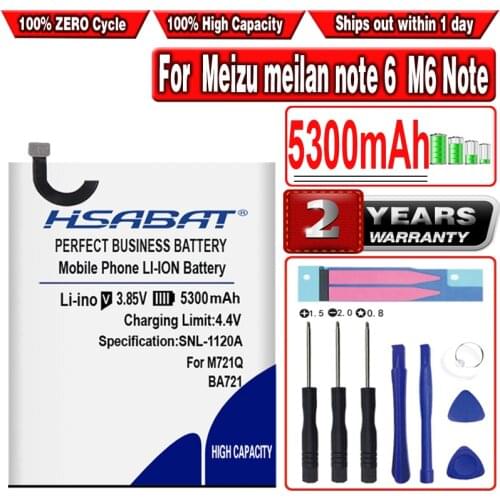 HSABAT BA721 5300mAh Battery for Meizu meilan note 6 battery M6 Note M721Q M721H M721L Batteries