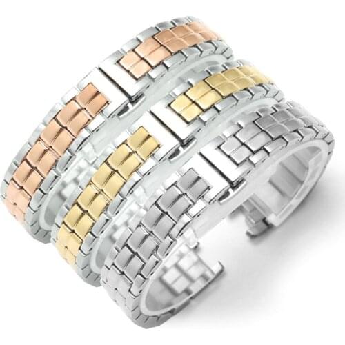 Watch accessories 12mm Stainless steel watchband silver and golden strap for 1853 T094 series females bracelet
