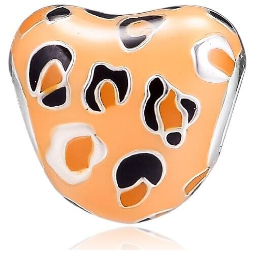 Charms 925 Silver Original Fit Pandora Bracelets Sterling Silver Spotted Heart Charm Beads for diy Women Jewelry