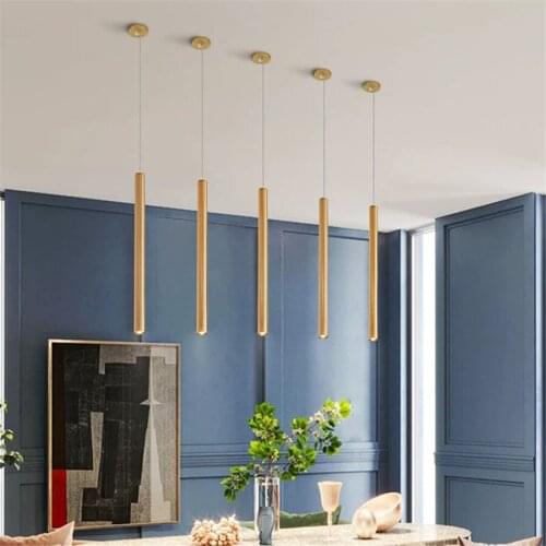 Nordic Cylindrical Long Tube Pendant Light Decor Shop Counter Long Pipe Lamp Modern Dinning Room Kitchen Restuarant Hanging Lamp
