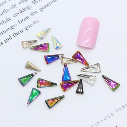 20p 4x8mm 5x11mm Color triangular point back Bride Nails Glass Stone crystal Rhinestones For DIY Manicure 3D Nail Art Decoration