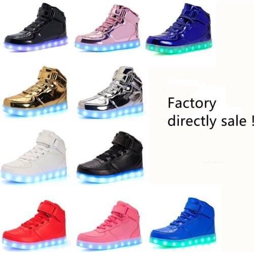 Kids Led Usb Charging Glowing Sneakers Children Hook Loop Fashion Luminous Shoes Adult Fashion Boys Sneakers with Light DX006