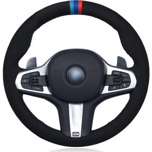 DIY Soft Black Suede Car Steering Wheel Cover For BMW M Sport G30 G31 G32 G20 G21 G14 G15 G16 X3 G01 X4 G02 X5 G05