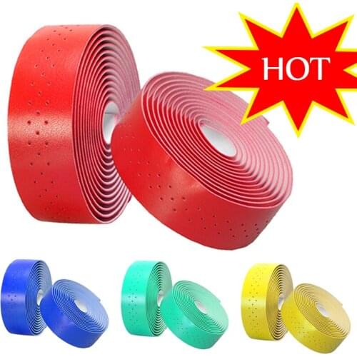 Road Bike Handlebar Tape Bike Accessories 1 Pair Cycling Soft PU Anti-Slip Bicycle Bar belt Anti-Sweat Strap With 2 Bar Plugs