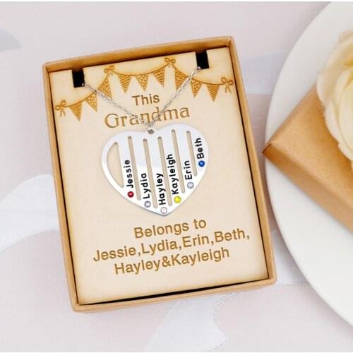 Personalized Necklace for Grandma,Birthstone Necklace,Personalized Child Birthstone Necklace,Custom Mom Gift Grandma Gift