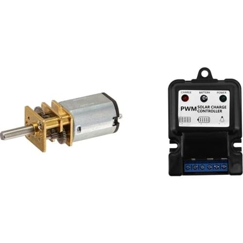 JA12-N20 Model DC 12V 100RPM Torque Gearbox with 1Pc New Useful Durable 6V 12V 10A Auto Solar Panel Charge Controller