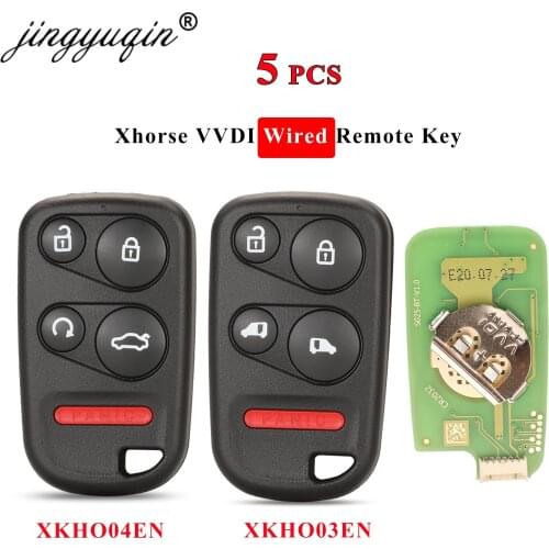 Jingyuqin 5PCS XKHO03EN -Remote Start & Trunk Button XKHO04EN -Sliding Door Button Wire Universal VVDI Xhorse Remote Key Fob