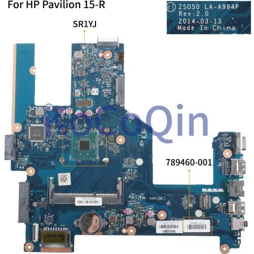 KoCoQin Laptop motherboard For HP Para 15-R 15T-R 250 G3 Core N2840 SR1YJ Mainboard ZS050 LA-A994P 789460-001 789460-501 tested