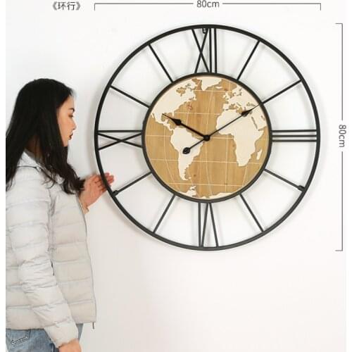 American Style Rural Creative Wall Clock Living Room Decoration Bedroom Household Reloj De Pared Mute Watch Digital Clock Metal
