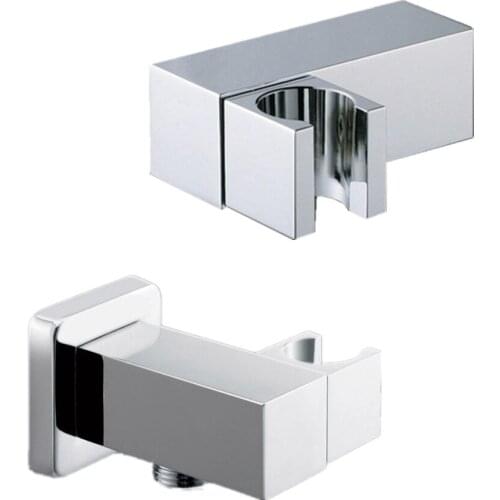 Brass Chrome Wall Mounted Hand Square Shower Head Holder Bracket Shower Support Rack with Hose Connector Shower Fittings