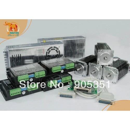 Best Sell! Wantai 4 Axis Nema 23 Stepper Motor Dual Shaft WT57STH115-3004B 425oz-in+Driver DQ542MA 4.2A CNC Router Plasma